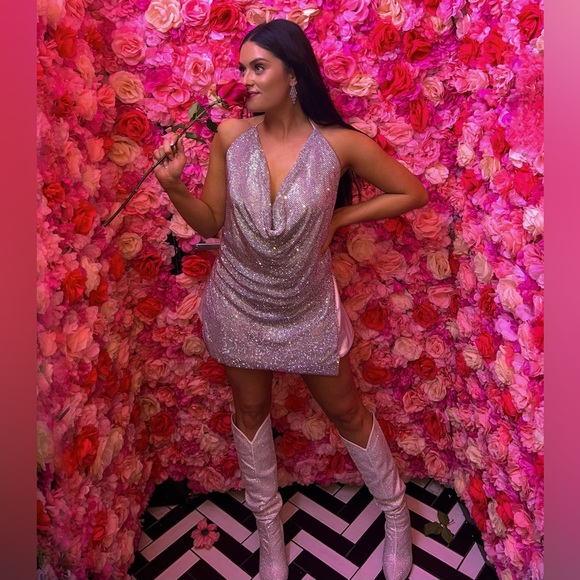 Trendy & Tipsy Showstopper Rhinestone Mini Dress - Silver - Picture 1 of 5